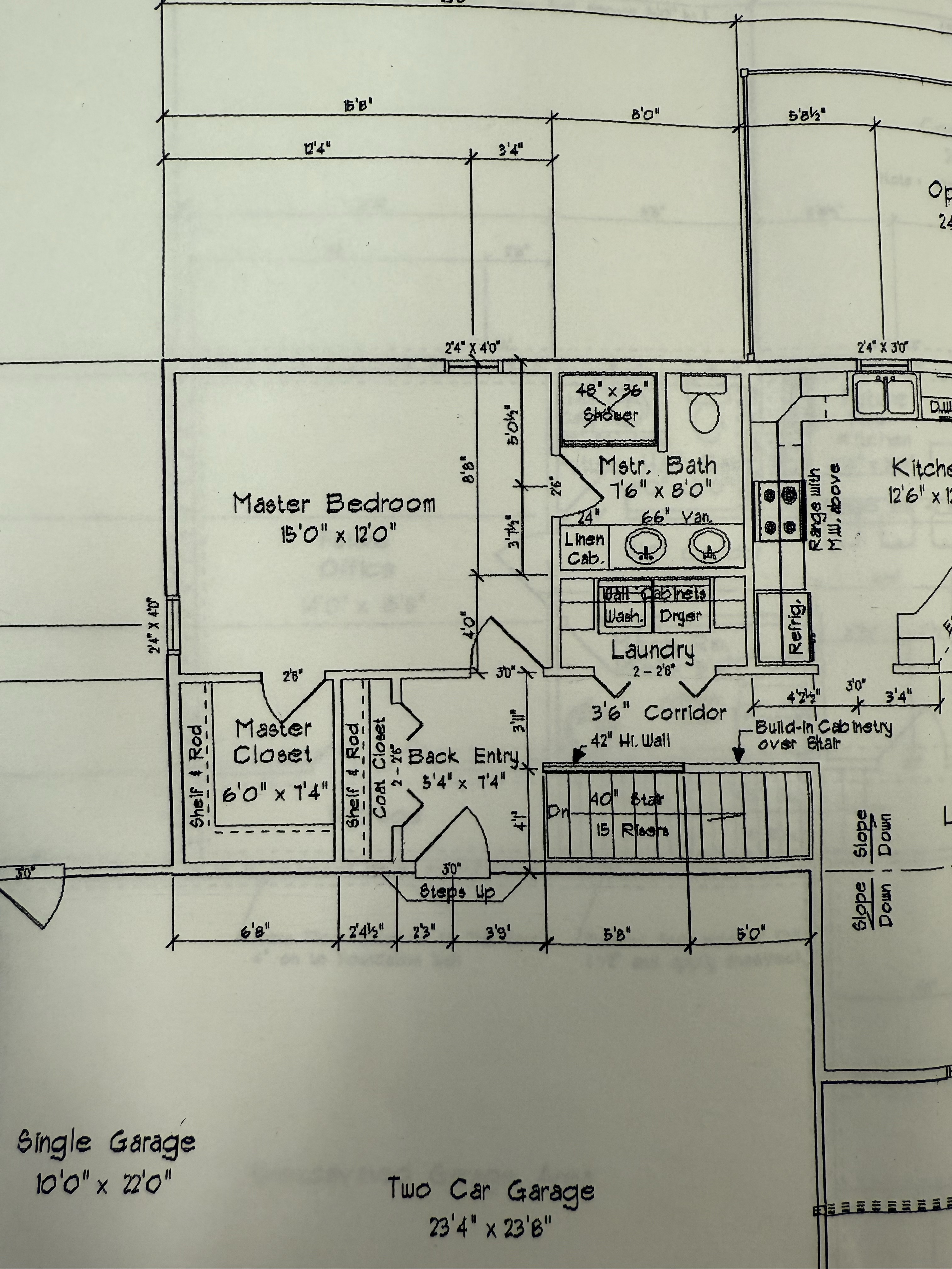 Gladbrook kitchen and laundry floor plan detail with island and cabinet placements