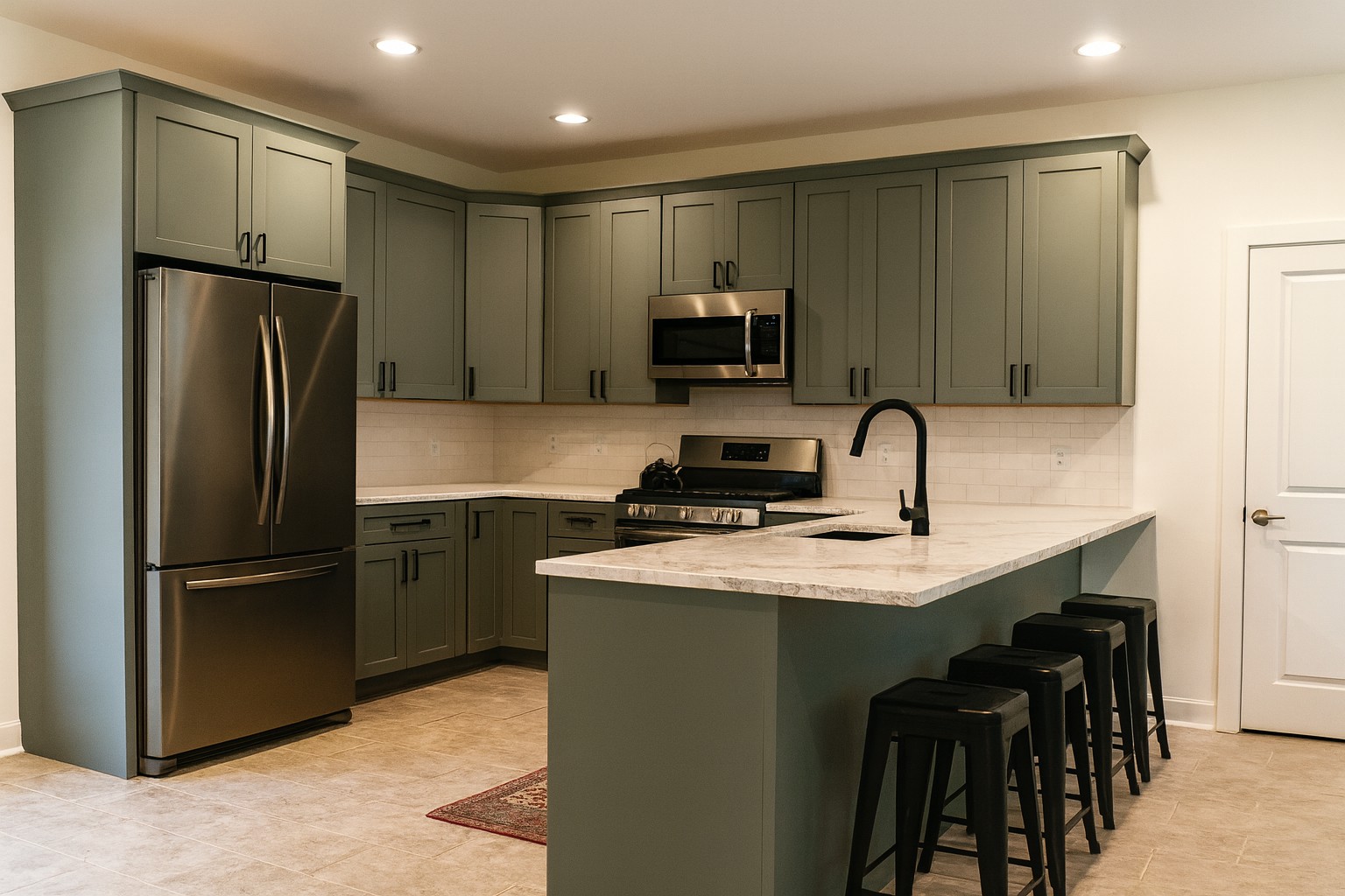 Three-dimensional kitchen rendering prepared before construction for a Waterloo Iowa renovation