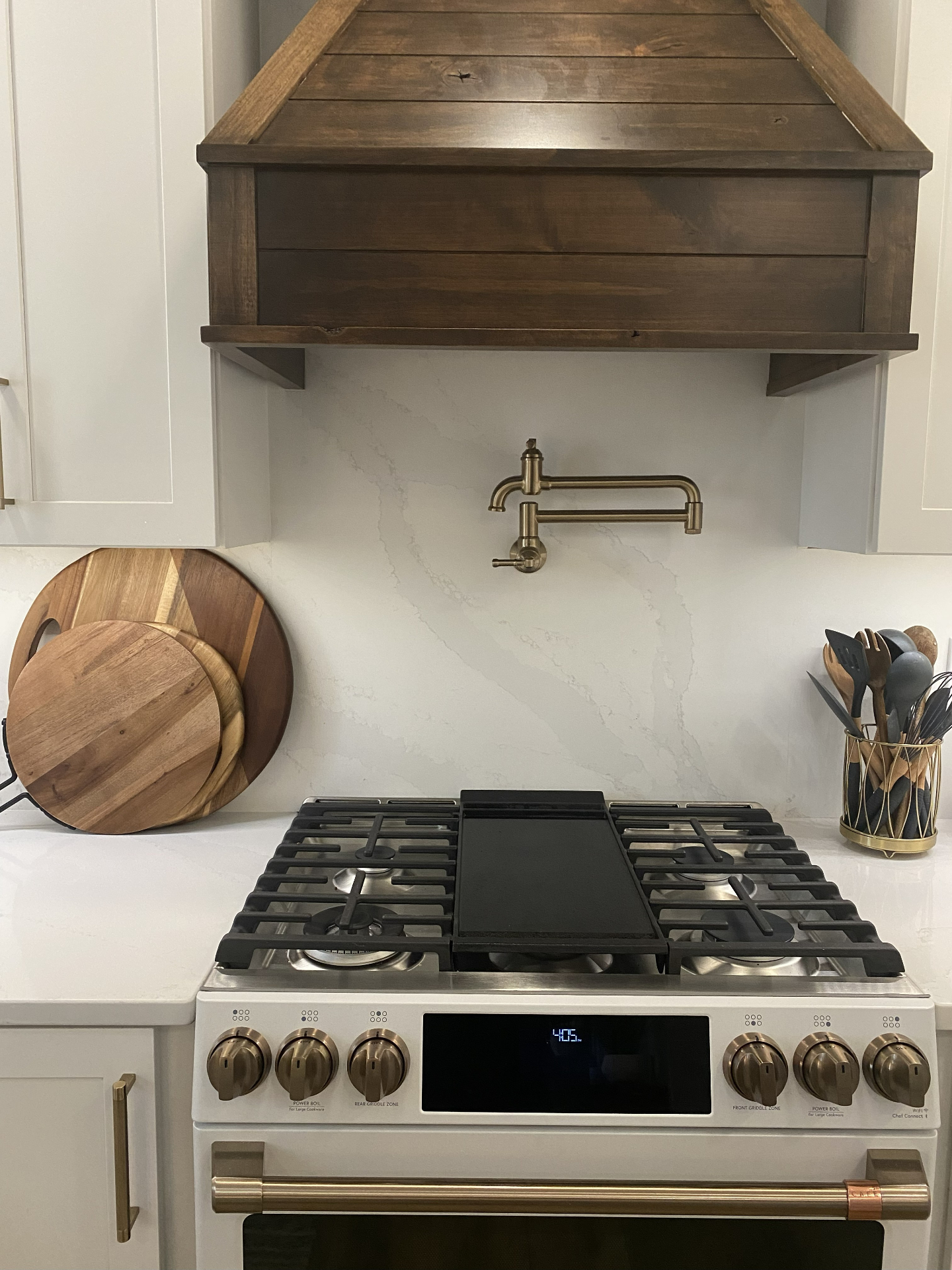 Custom Wood Range Hood Detail - Kitchen project in Cedar Valley, IA