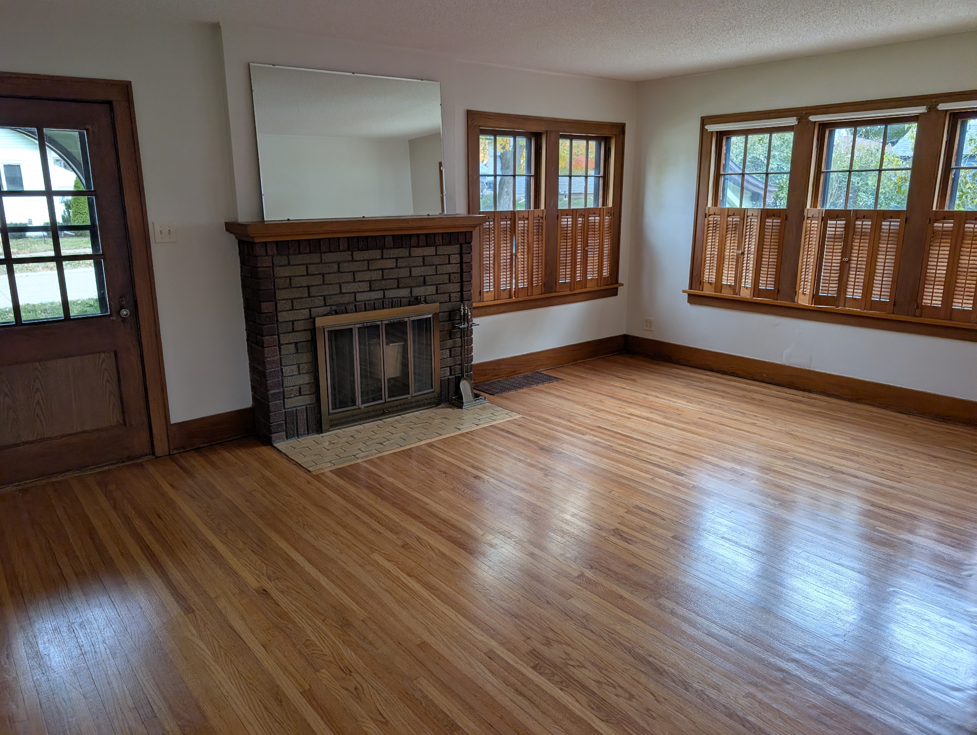 Finished hardwood flooring installation in a Waterloo Iowa living room